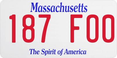 MA license plate 187FO0