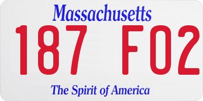 MA license plate 187FO2