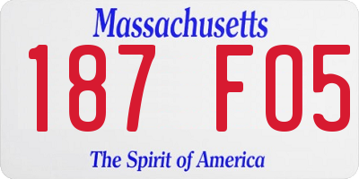 MA license plate 187FO5