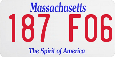 MA license plate 187FO6