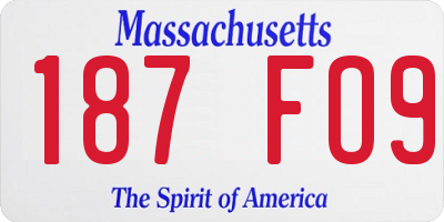 MA license plate 187FO9