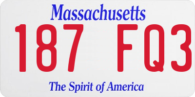 MA license plate 187FQ3