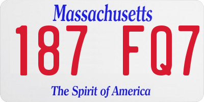 MA license plate 187FQ7