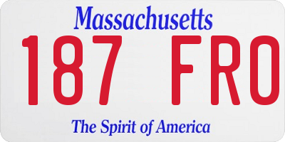 MA license plate 187FR0