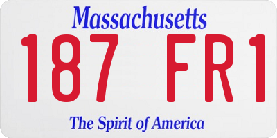 MA license plate 187FR1