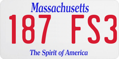 MA license plate 187FS3