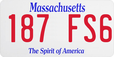 MA license plate 187FS6