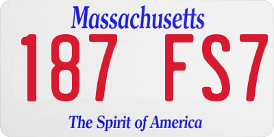 MA license plate 187FS7