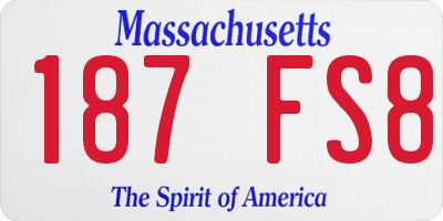MA license plate 187FS8