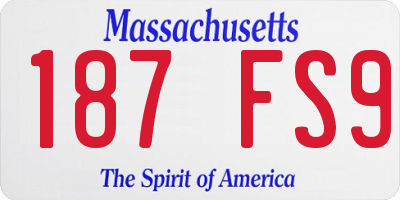 MA license plate 187FS9