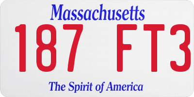 MA license plate 187FT3