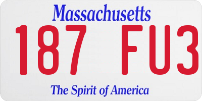 MA license plate 187FU3