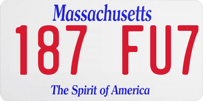 MA license plate 187FU7