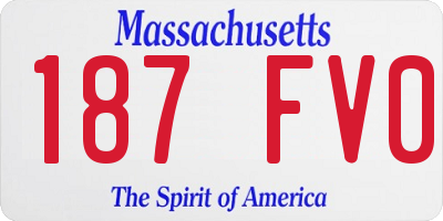MA license plate 187FV0