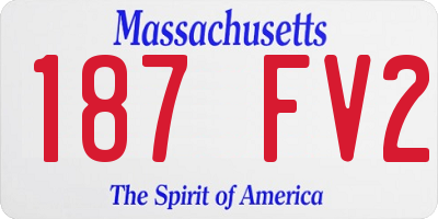 MA license plate 187FV2