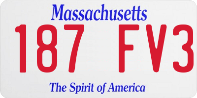 MA license plate 187FV3