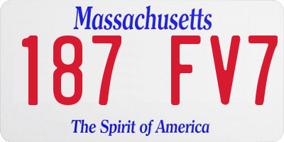 MA license plate 187FV7