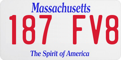 MA license plate 187FV8