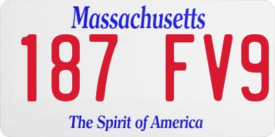 MA license plate 187FV9