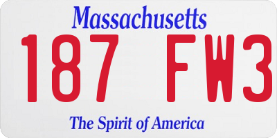 MA license plate 187FW3