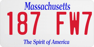 MA license plate 187FW7