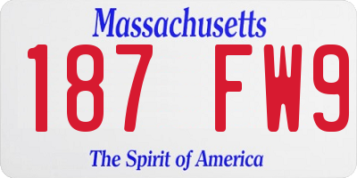MA license plate 187FW9