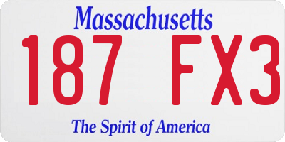 MA license plate 187FX3