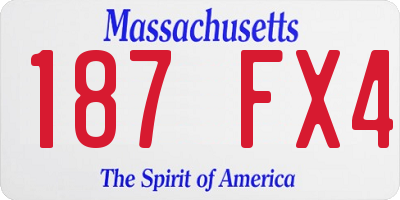 MA license plate 187FX4
