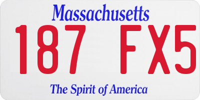 MA license plate 187FX5
