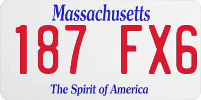 MA license plate 187FX6