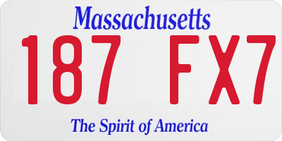 MA license plate 187FX7