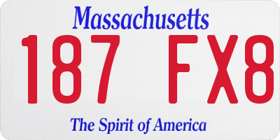 MA license plate 187FX8