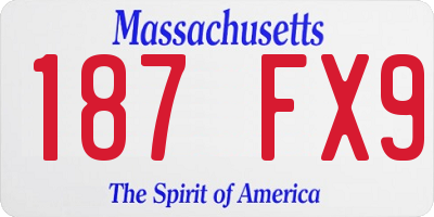 MA license plate 187FX9