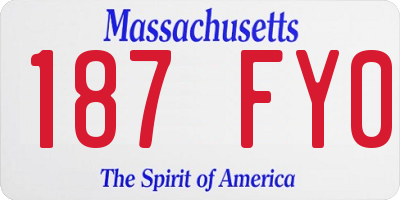 MA license plate 187FY0