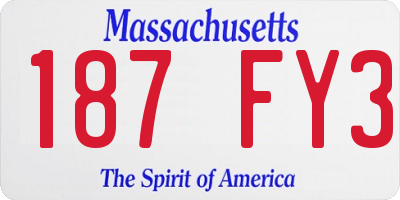 MA license plate 187FY3