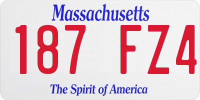 MA license plate 187FZ4