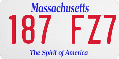 MA license plate 187FZ7