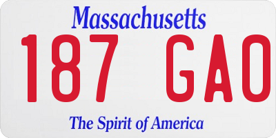 MA license plate 187GA0