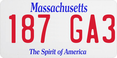 MA license plate 187GA3