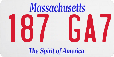 MA license plate 187GA7