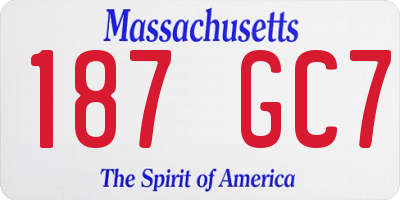 MA license plate 187GC7
