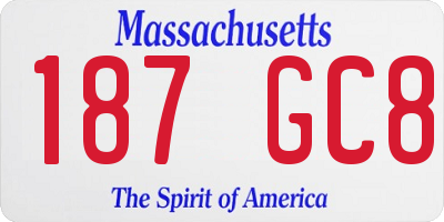 MA license plate 187GC8