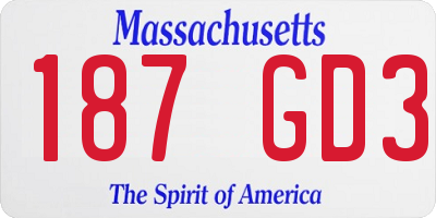MA license plate 187GD3