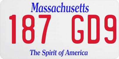 MA license plate 187GD9