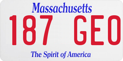 MA license plate 187GE0