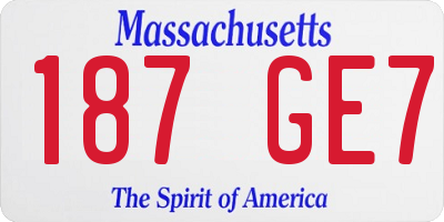 MA license plate 187GE7