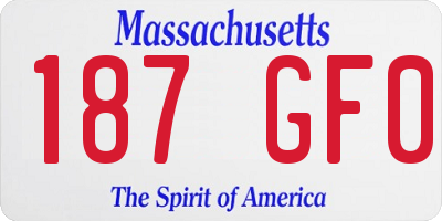 MA license plate 187GF0