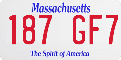 MA license plate 187GF7