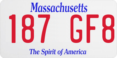MA license plate 187GF8