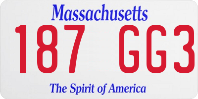 MA license plate 187GG3